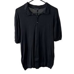 COS Polo - Classic Minimalist Silk Blend Black Shirt - L